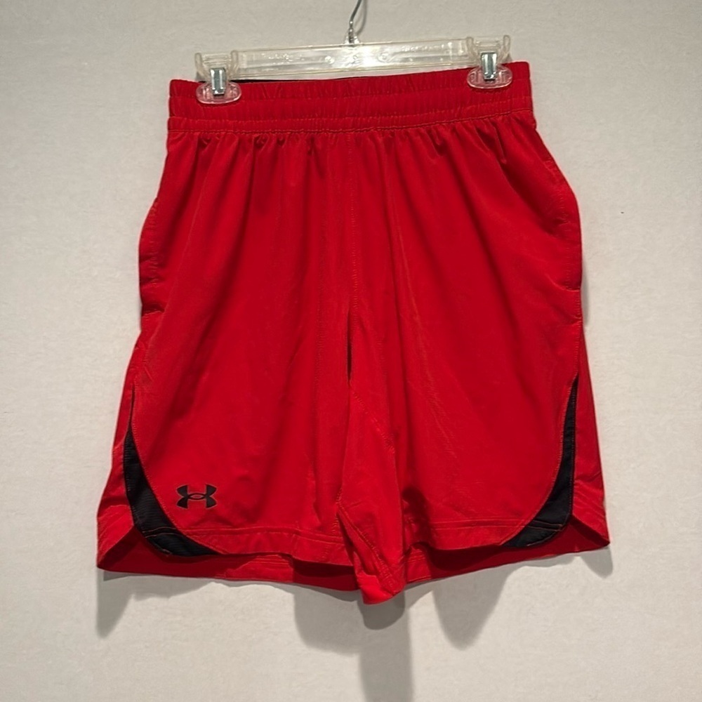 Under Armour - men’s athletic fitted shorts.  Size medium.  Red